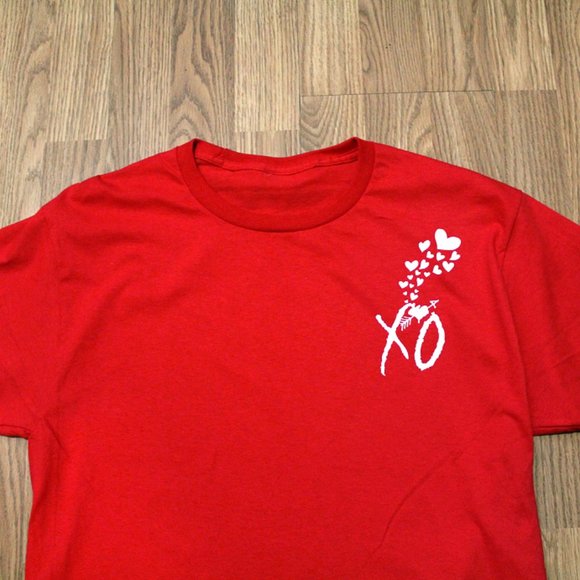 Valentine Special The Weeknd Custom Left Chest White Logo Red T Shirt - Picture 3 of 3